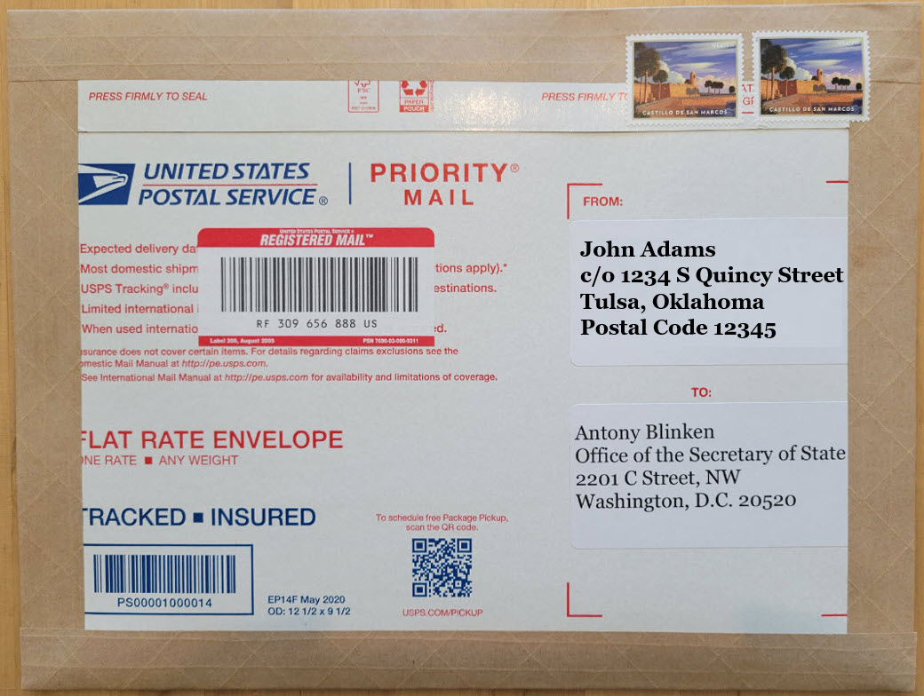 registered post envelope